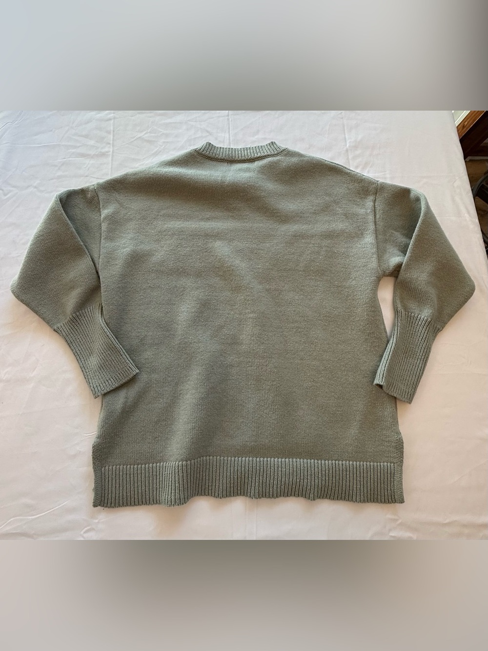 Sincerely Jules Be Kind Sweater XS Sage Green Graphic Knit Pullover - Picture 2 of 8